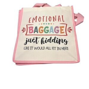 Emotional Baggage Just Kidding Canvas Tote Bag Funny Sarcastic Quote Reusable